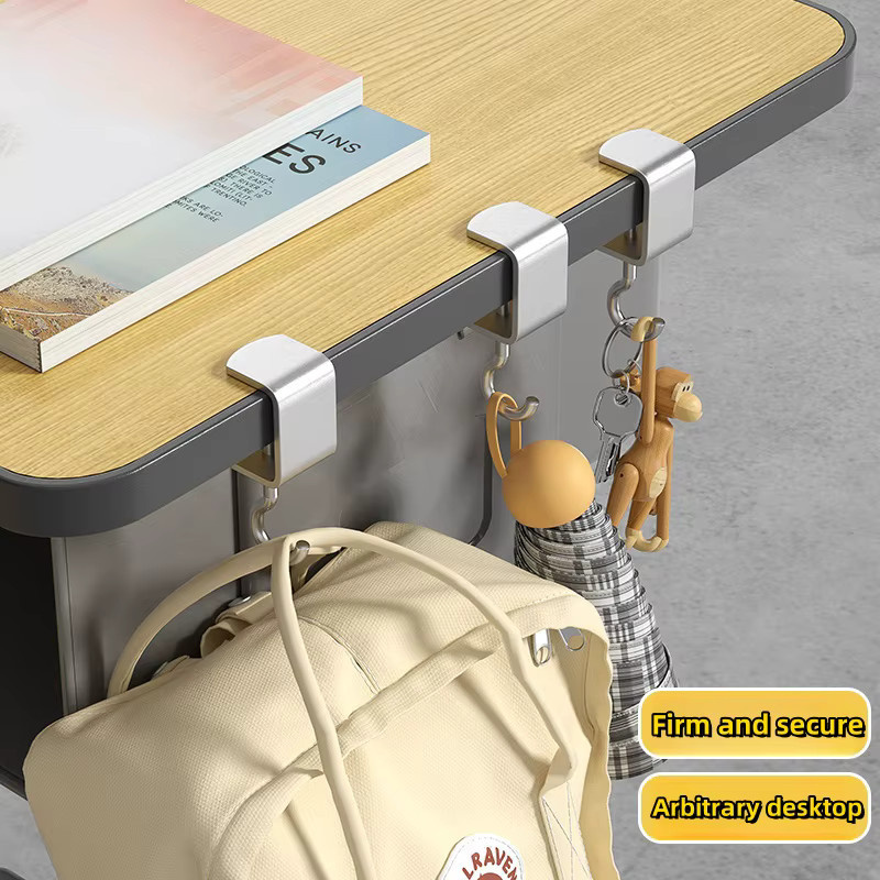Einstellbarer und drehbarer Tischkanten-Aufbewahrungshaken aus Metall in Schwarz für Büro und Schule zur Aufbewahrung von Taschen und Wasserflaschen - Bild 2