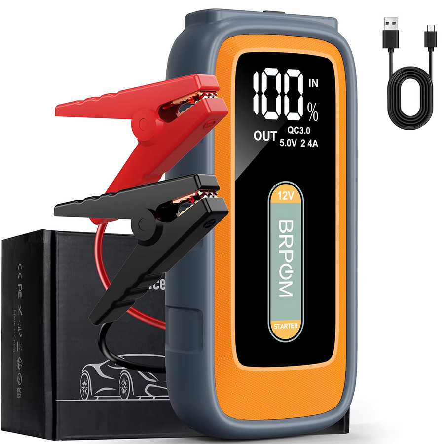 BRPOM Auto-Notstartgerät mit 26800mAh und 6000A Spitzenleistung, 12V Batterieladegerät und Starterbox mit Display und Notlicht sowie Powerbank Funktion - Bild 8