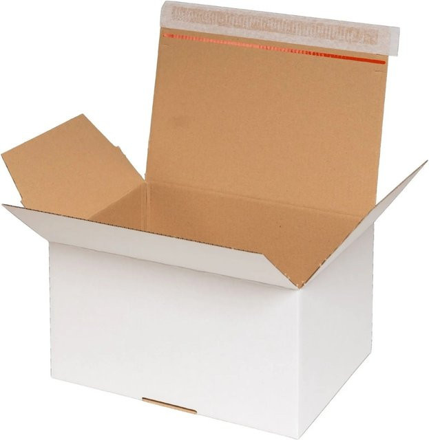 PROREGAL 10er Set Automatikbodenkarton mit Selbstklebeverschluss und Aufreißfaden, Weiß, B: 31,0 cm, T: 23,0 cm, H: 16,0 cm - Bild 1