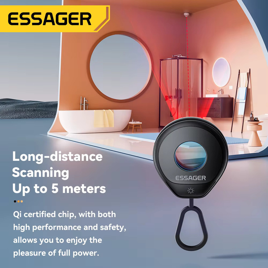 Essager Mini Kamera-Detektor Schwarz – Tragbarer Anti-Spion Infrarot Objektiv-Finder für mehr Sicherheit auf Reisen, im Hotel und im Badezimmer - Bild 2