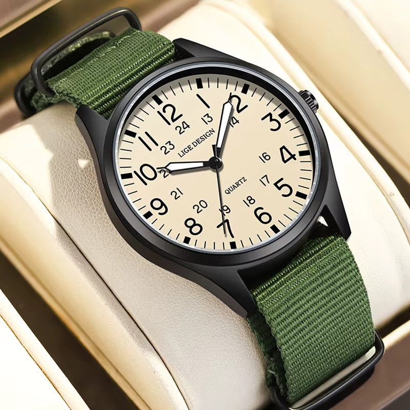 LIGE Chronograph, Quarzuhr, Nylon, Schwarz, Herren - Bild 6