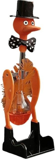 Kreatives Trinkglas mit wippendem Vogelspielzeug in Gelb und Orange für deinen Schreibtisch oder dein Zuhause - Bild 1