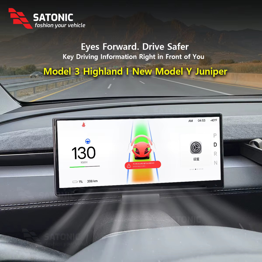 SATONIC Smart-Dashboard-Bildschirm 8,9 Zoll für Tesla Model Y und Model 3 Highland sowie Juniper, unterstützt CarPlay und Android Auto, Schwarz, ST89MAX - Bild 4