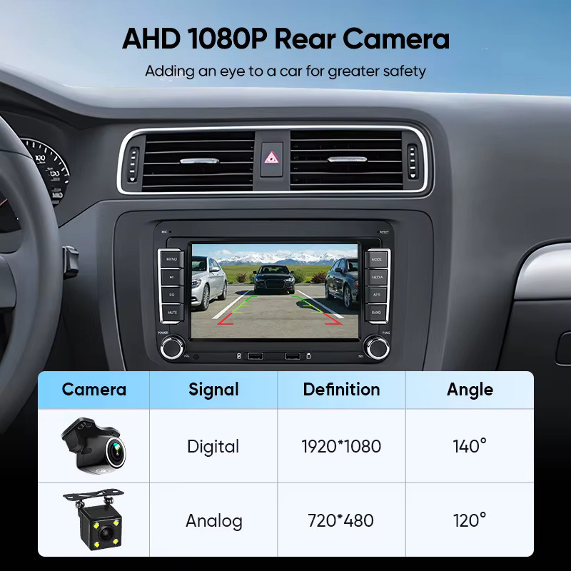 AINAVI 7 Zoll Autoradio mit kabellosem Carplay und Android Auto, HD IPS Touchscreen und Bluetooth, Schwarz, passend für VW Golf 5, T5, Polo 5, Golf 6, Golf Plus, Passat B6, B7, Tiguan und Jetta MK6 - Bild 4