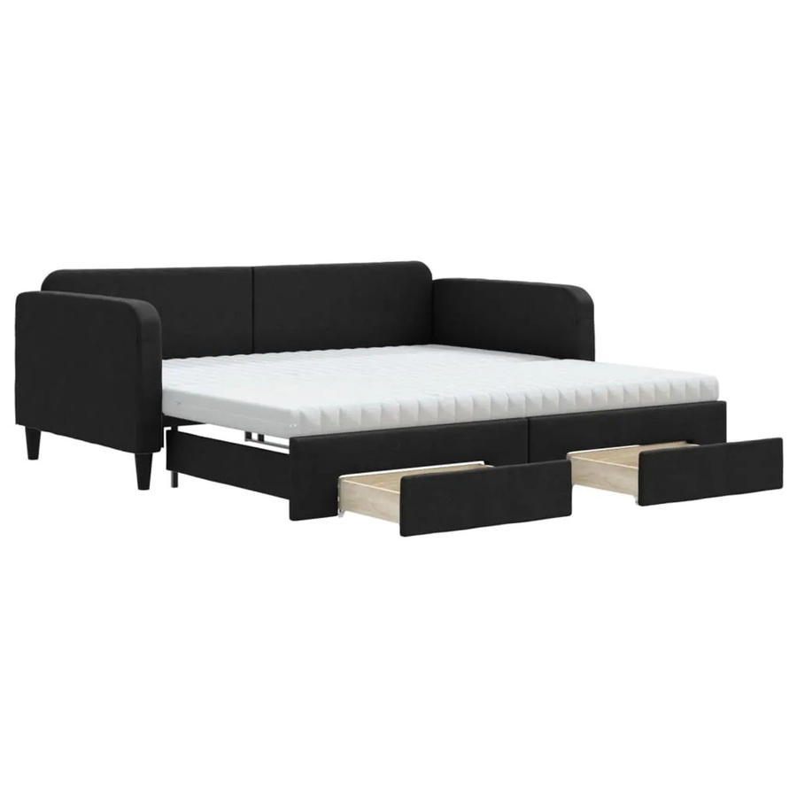 vidaXL Tagesbett ausziehbar mit Schubladen in Schwarz, B/T: 100 x 200 cm - Bild 2