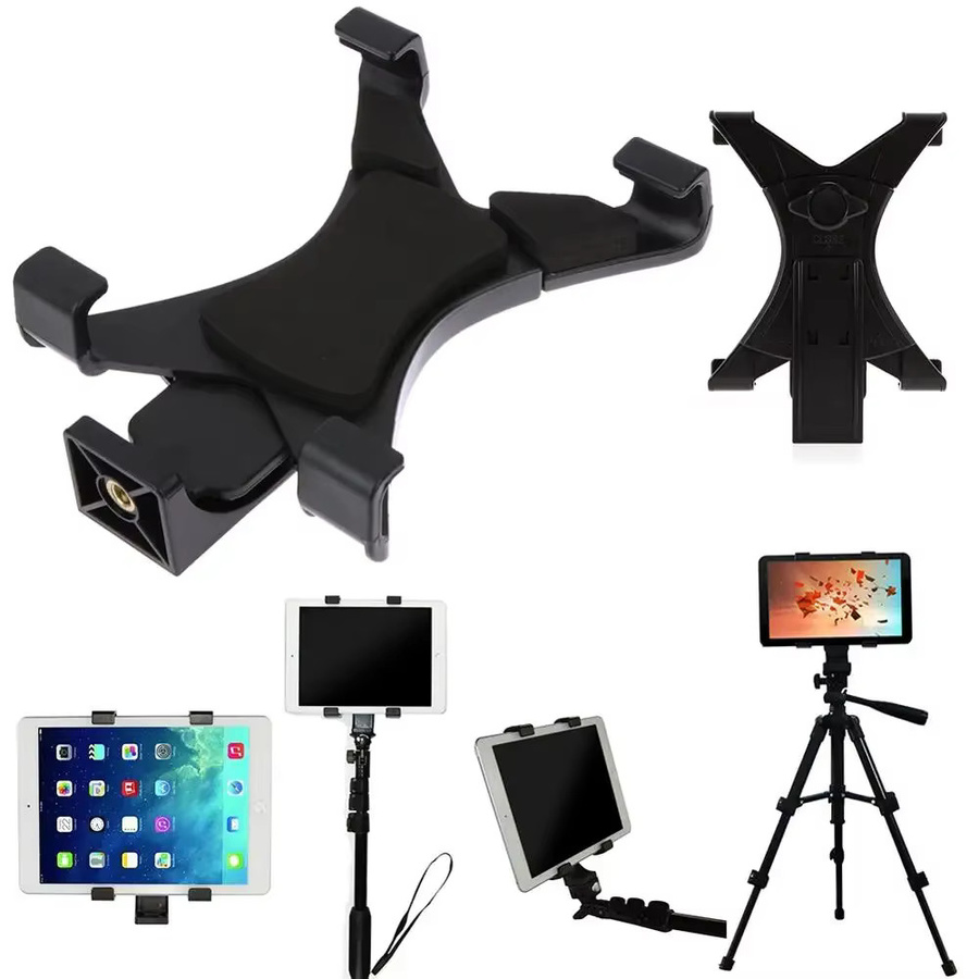 Universelle Tablet Stativ Halterung mit 1/4 Zoll Gewinde Adapter für iPad und Galaxy Tablets sowie Smartphones in Schwarz - Bild 2