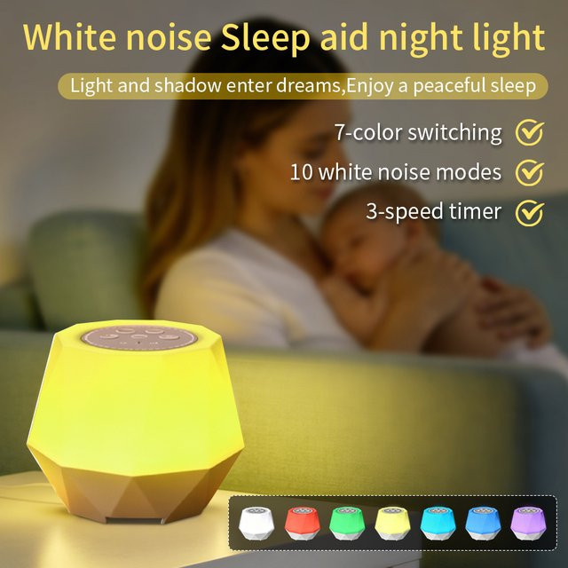 GGBEE Baby Nachtlicht mit Weißes-Rauschen-Funktion, 7 Farben und 10 Naturgeräuschen, wiederaufladbare Schlafhilfe für das Kinderzimmer - Bild 1