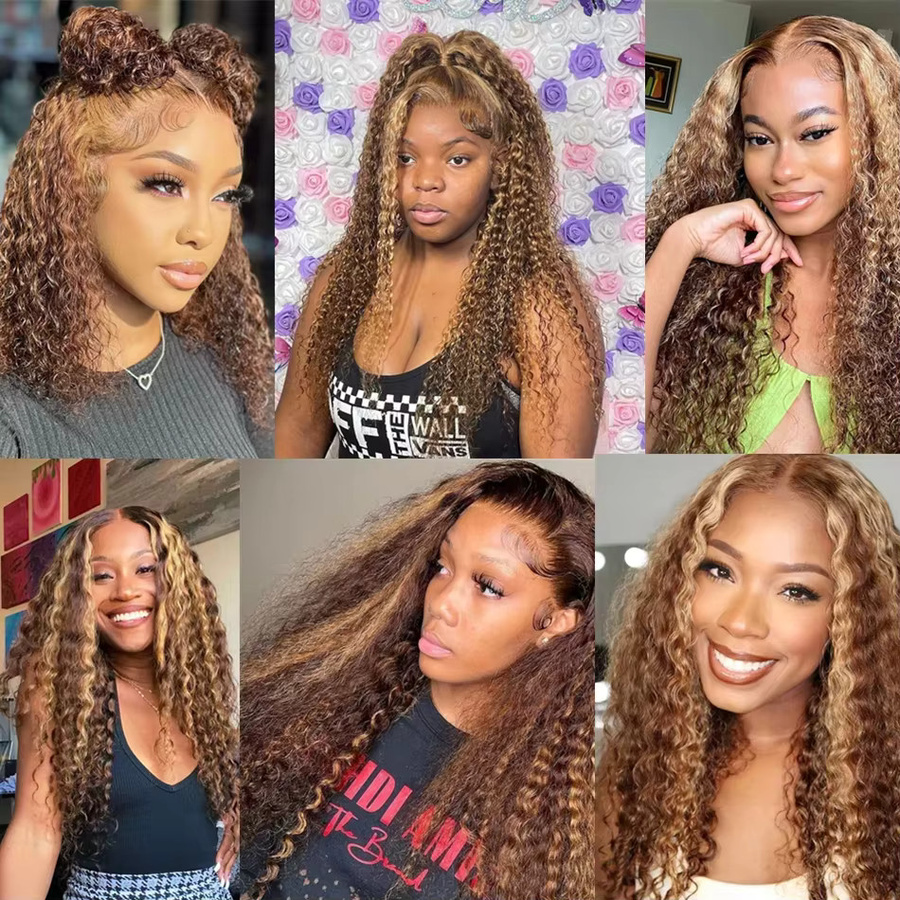 UVEOUS Echthaarperücke Deep Wave, P4/27 Ombre Highlight, Damen - Bild 4