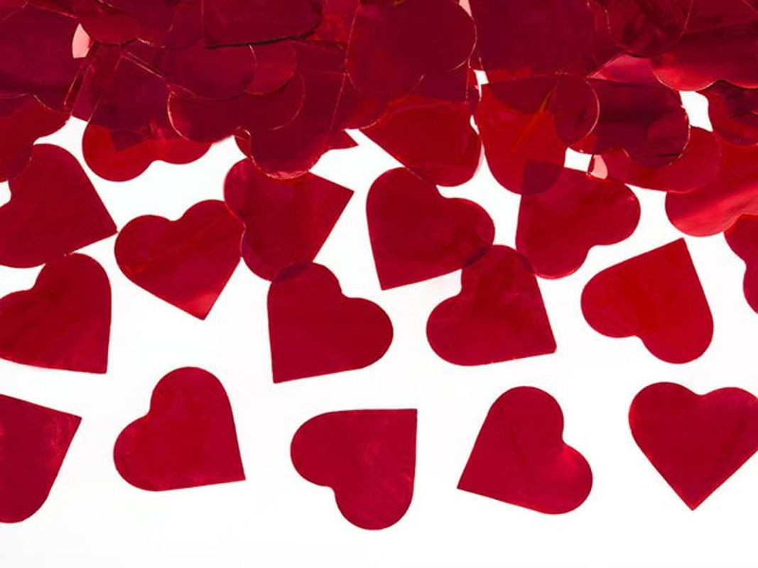 Partydeco Konfetti-Röhre mit roten Herzen für Valentinstag und Hochzeit, Höhe: 60 cm - Bild 1