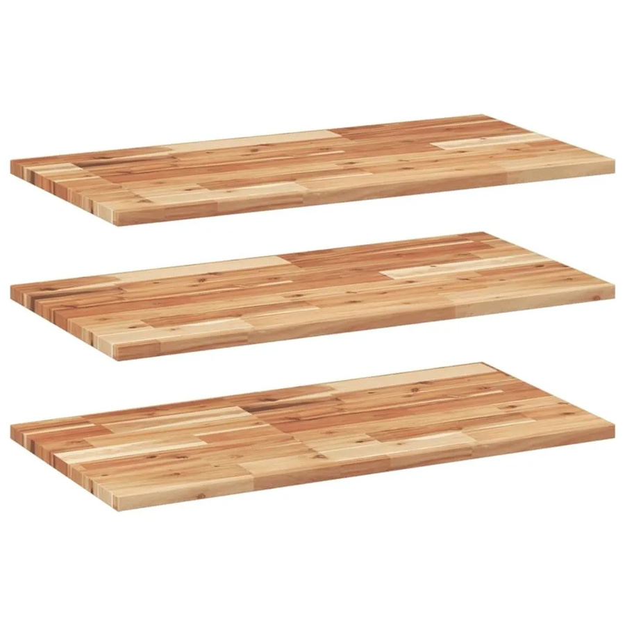 vidaXL Schweberegale Set aus 3 Stück aus Massivholz Akazie, braun, Ölbehandelt, B/T/H: 60 x 40 x 2 cm - Bild 2
