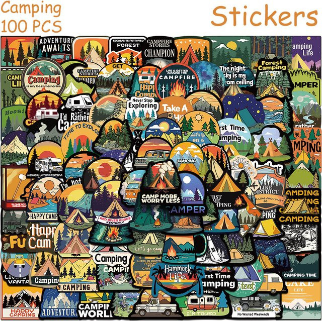Rspctou Retro Outdoor Reise Camping Cartoon Aufkleber, 10-teiliges Set, multicolour - Bild 1