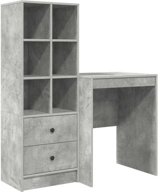 vidaXL Schreibtisch und Hochboard Set in Betongrau, modern und 2-teilig - Bild 1