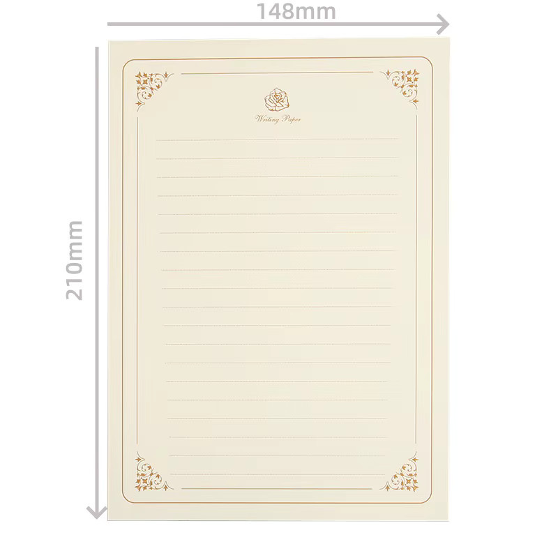 Golden Rose Schreibwaren-Set Vintage Liebesbriefpapier in Gold, Weiß und Beige, A4 Elegantes Notizpapier für Hochzeitseinladungen - Bild 2