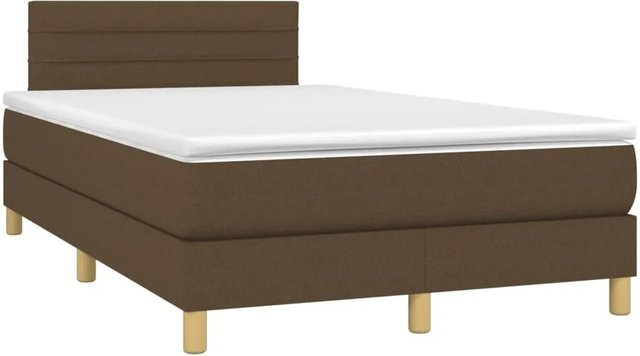 vidaXL Boxspringbett mit Matratze in Dunkelbraun, Hybridbett mit LED-Unterbettbeleuchtung und USB-Ladeport, B/T: 120 x 200 cm - Bild 1