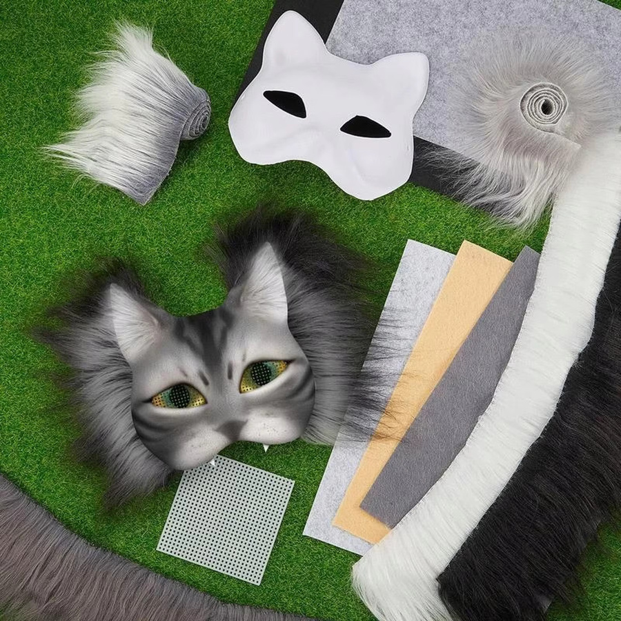 Svintora Weiße Katzenmasken, halbe Tiermasken zum Selbstgestalten, Filz - Bild 3