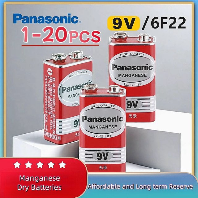 Panasonic 9V 6F22 Alkalibatterie für Alarme und kabellose Mikrofone - Bild 1