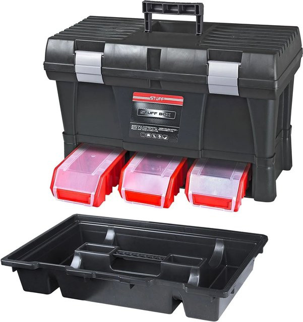 PROREGAL Werkzeugkoffer Pro mit trittfestem Deckel und Einsätzen, Schwarz/Rot, H x B x T: 32,5 x 52,5 x 25,6 cm - Bild 1