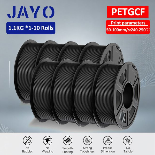 JAYO PETG-CF 3D-Drucker Filament Kohlefaser Schwarz, Durchmesser: 1,75 mm - Bild 1