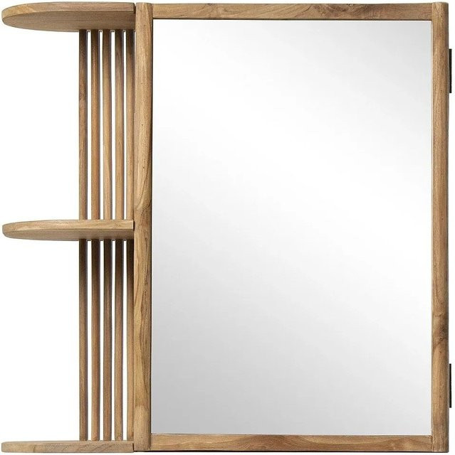 Vente-unique Toilettenschrank Cimahi aus Teakholz in Naturfarben Hell mit Glasfronten und Wandmontage, Breite: 65 cm, Höhe: 200 cm - Bild 1
