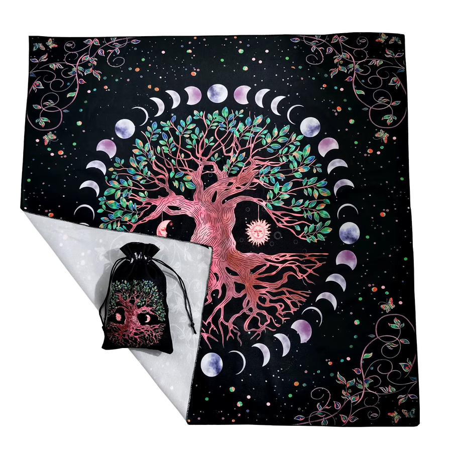 Tarot Karten Tischdecke aus Samt mit passender Tasche, quadratische Spielmatte für Brettspiele und Altar, Multicolour, B/B: 73,66 x 73,66 cm - Bild 3