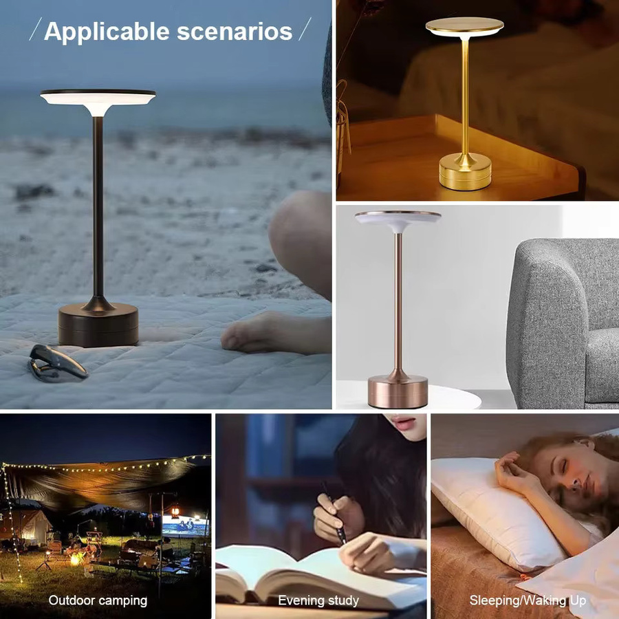 KDULIT Vintage LED Schreibtischlampe aus Metall in Schwarz mit Touch-Steuerung und einstellbarer Helligkeit, wiederaufladbar und tragbar - Bild 4