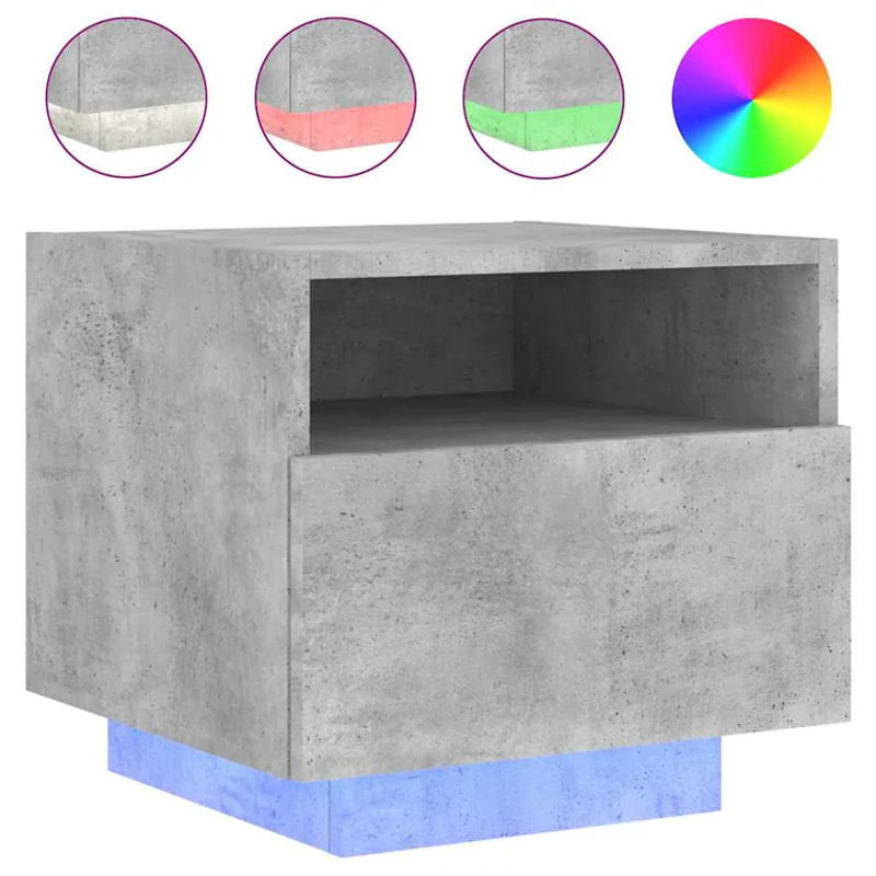 Vidaxl Set aus 2 modernen Nachttischen mit LED in Betongrau, B: 40 cm, T: 39 cm, H: 37 cm - Bild 2
