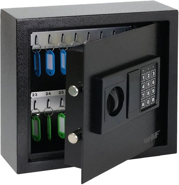 HMF 2030-02 Schlüsseltresor mit Elektronikschloss und 30 Haken, Schwarz, B/T/H: 30 x 28 x 10 cm - Bild 1