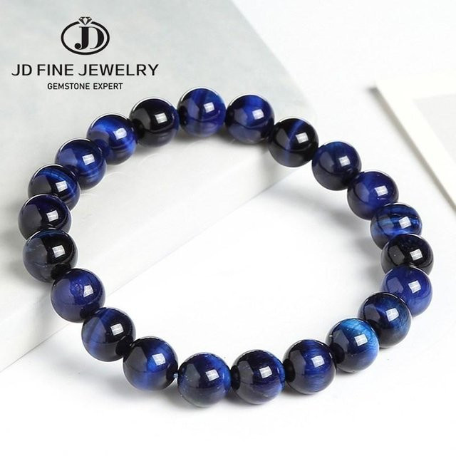JD Perlenarmband, Blaues Tigerauge, Damen Herren - Bild 1