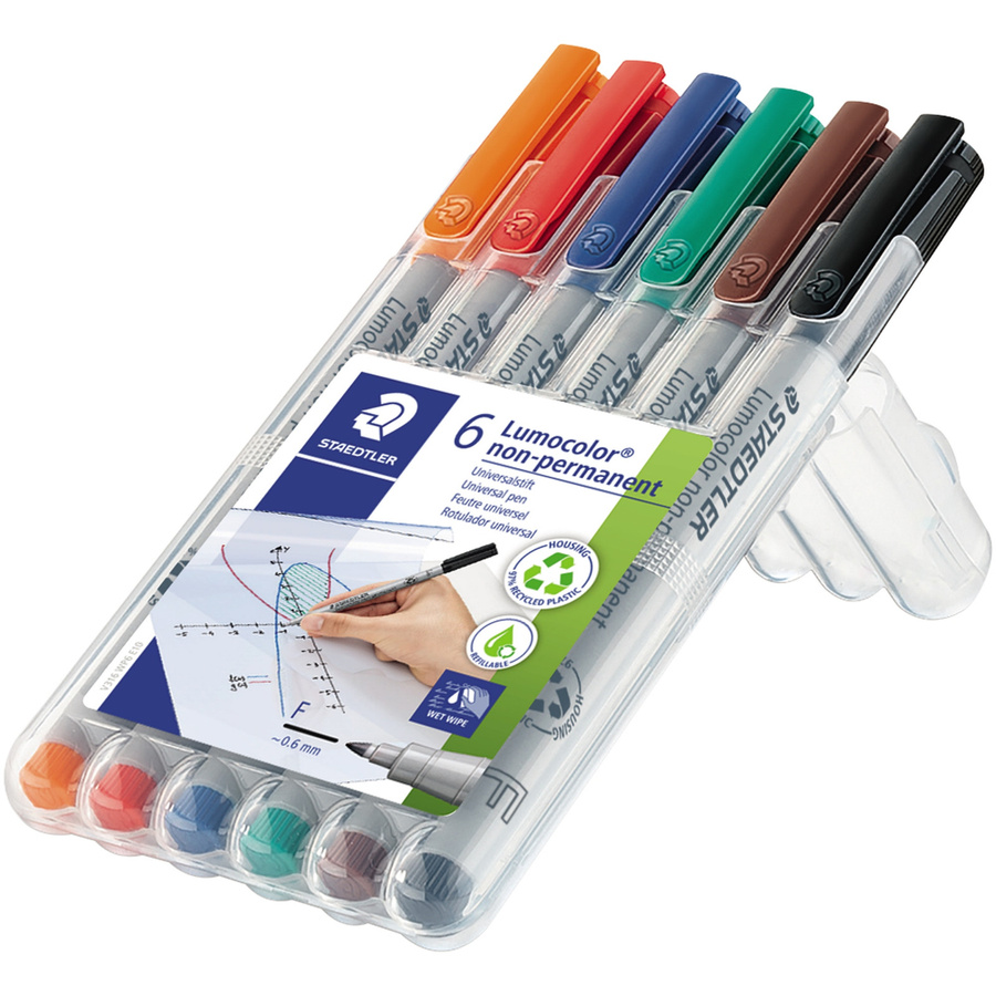 STAEDTLER Lumocolor non-permanent 316 Folienstifte, Multicolor, 6er Pack, feine Spitze - Bild 2