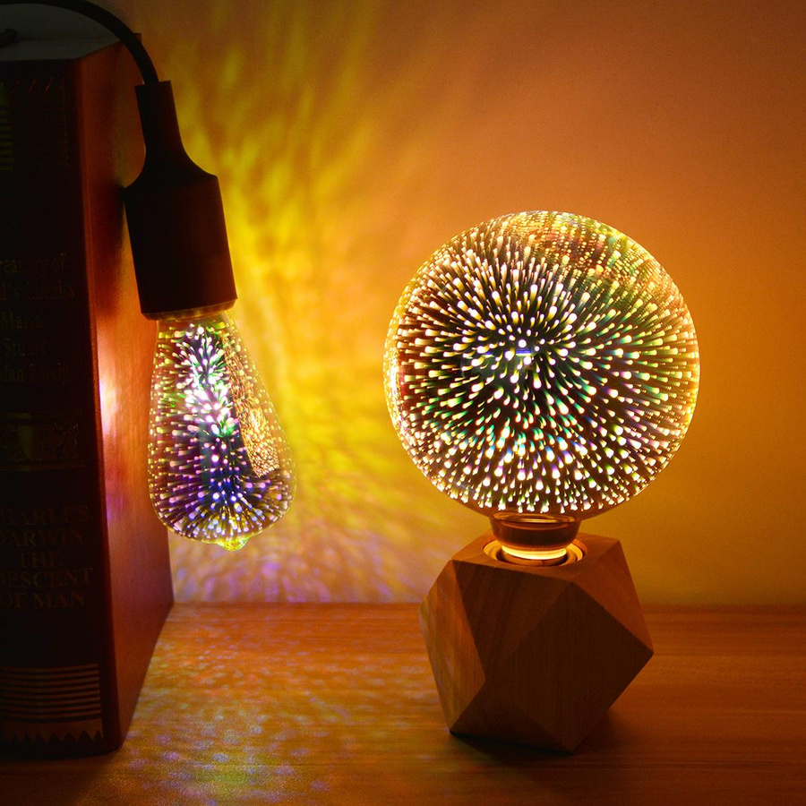 MALITAI LED Edison Vintage Glühbirne mit 3D-Feuerwerk-Effekt, E27, warmweiß, Glas, Dekoration für Heim und Weihnachtsfeier - Bild 5