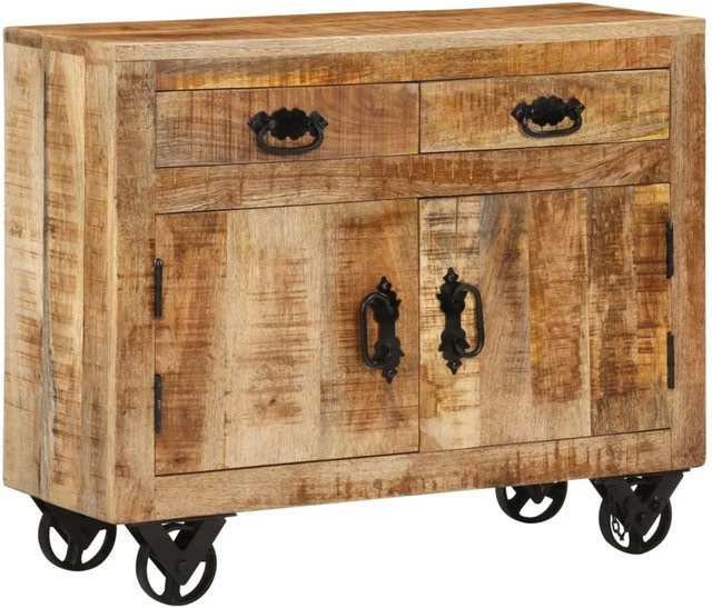 vidaXL Sideboard aus massivem Mangoholz in Braun im Retro-Design, B/T/H: 80 x 30 x 65 cm - Bild 1