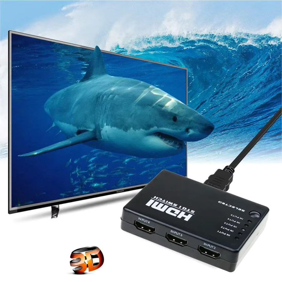 Ninth World HDMI Switcher mit 5 Ports, 1080P Video Splitter inklusive IR Fernbedienung, Schwarz - Bild 5