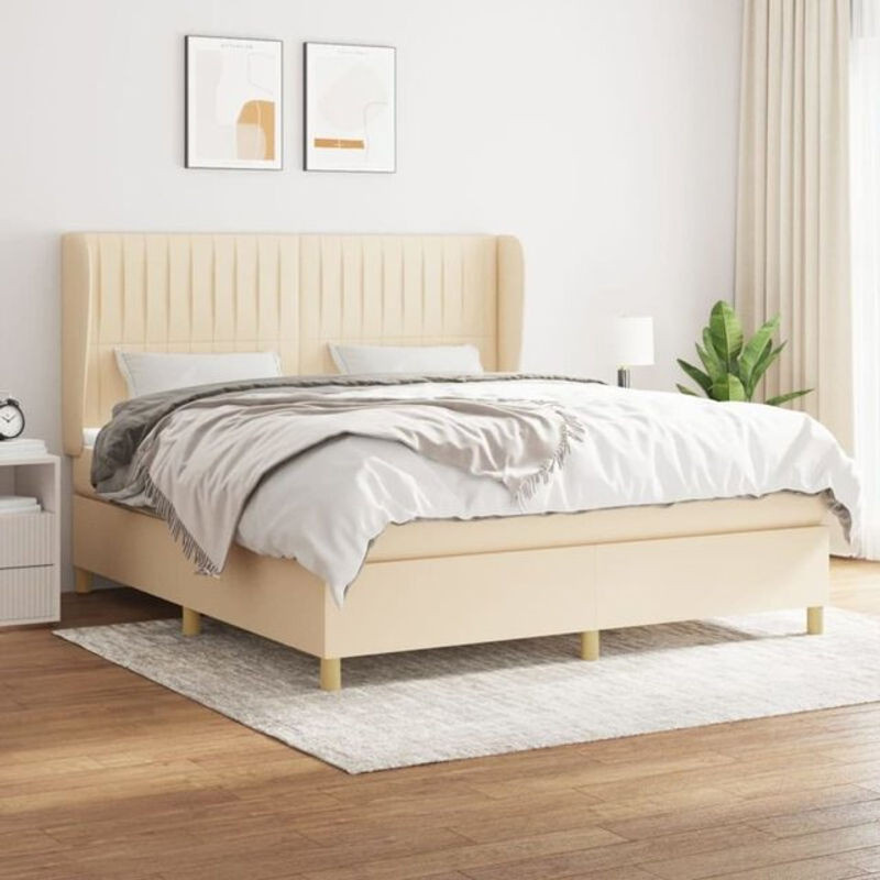 vidaxl Boxspringbett mit Matratze aus Stoff in Beige, B/T/H: 160 x 200 x 118 cm - Bild 1