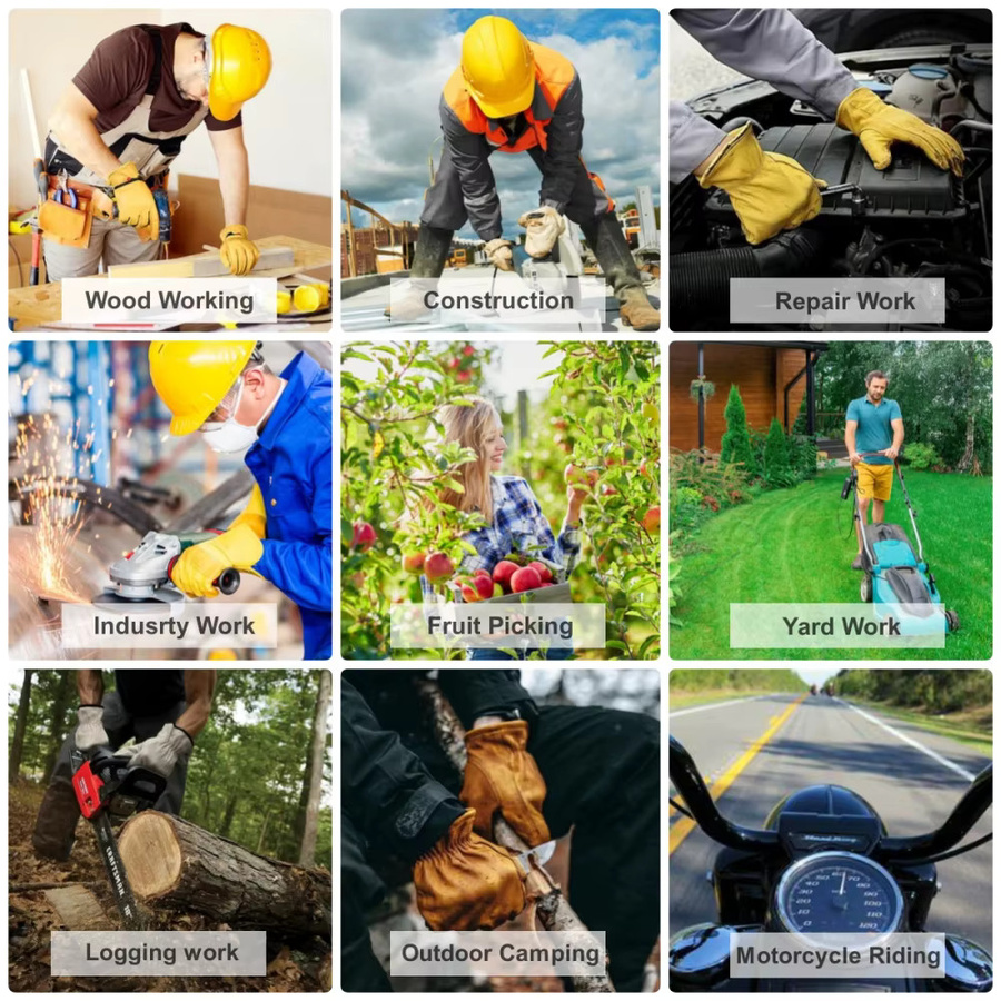 Robuste Arbeitshandschuhe aus Rindsleder in Gelb für Bau, Gartenarbeit und Schweißen - Bild 3