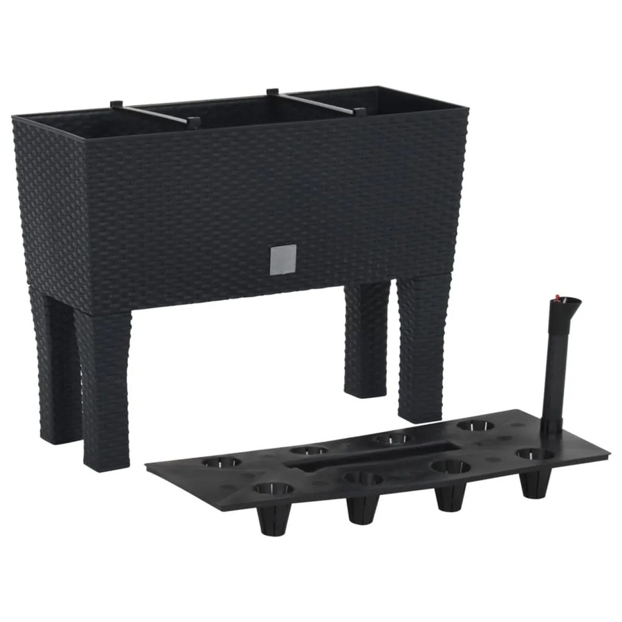 Furnicato Hochbeet in Anthrazit mit Rattan-Optik aus Polypropylen, B/T/H: 60 x 25 x 46 cm - Bild 2