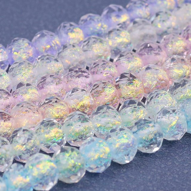 YHBZRET Glas Perlen, bunt, rund, facettiert, 8*10mm, Unisex - Bild 1
