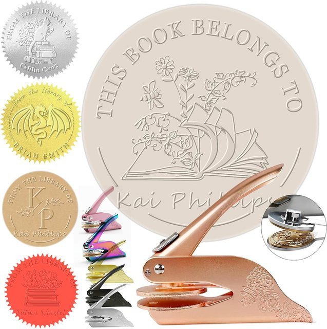 Personalisierter Buchstempel mit eigenem Logo als Ex Libris Embosser aus Metall in Schwarz - Bild 1