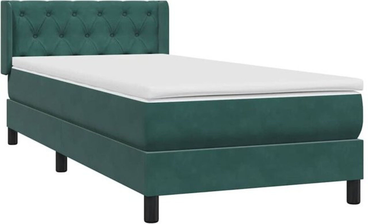 Vidaxl Boxspringbett mit Matratze aus Samt in Grün, B/T/H: 80 x 220 cm - Bild 1