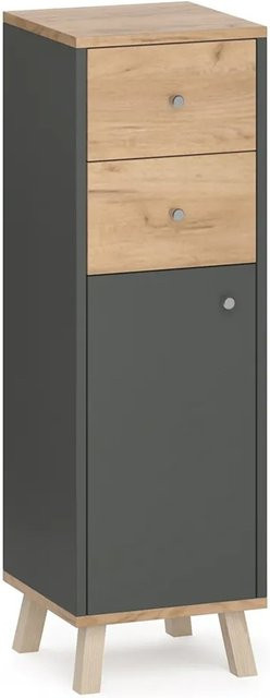 Vicco Midischrank Senyo Badschrank in Anthrazit und Gold mit 2 Schubladen, B: 30 cm, H: 95 cm - Bild 2