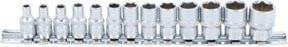 BGS Steckschlüssel-Einsatz-Satz aus Chrom-Vanadium, 13-teilig, Sechskant mit 1/4 Zoll Innenvierkant, SW 4 - 14 mm, silber - Bild 1