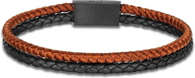 YULIN Herren-Armband, kaffeebraun, doppelte Lederschnur, 23 cm - Bild 1