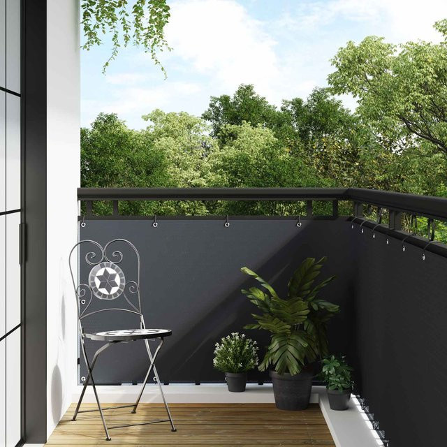 Yiwydaa Balkon Sichtschutz mit Ösen in Anthrazitgrau aus Kunststoff - Bild 1