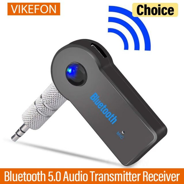 VIKEFON 2-in-1 Bluetooth 5.0 Empfänger und Sender, kabelloser Audio-Adapter mit 3,5-mm-Klinkenanschluss für Auto und Kopfhörer, Freisprecheinrichtung, Schwarz - Bild 1