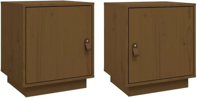 Set aus 2 vidaXL Nachttischen Modell 3 aus massivem Kiefernholz in Honigbraun, B/T/H: 40 x 34 x 45 cm - Bild 1