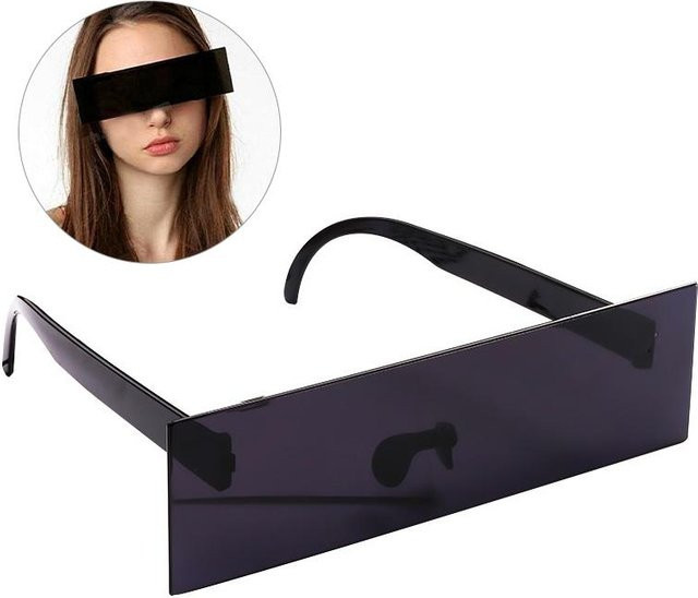 Schwarze Sonnenbrille, randlos, rechteckig, Kunststoff, Damen - Bild 1