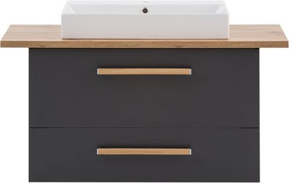 Schildmeyer Waschtisch Duo in Anthrazit und Schwarz, modern und wandmontiert mit LED-Beleuchtung, B/T/H: 102,2 x 57,5 x 50,0 cm - Bild 1