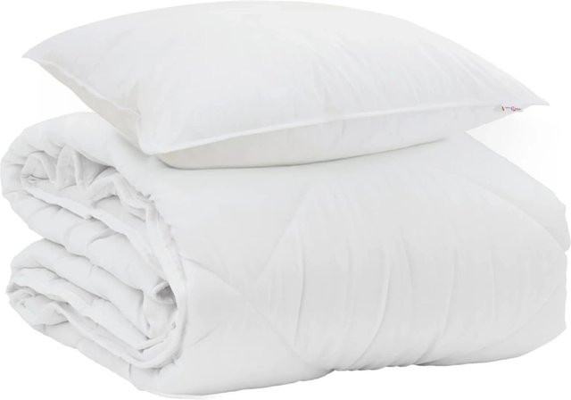 vidaXL Sommerdecke mit Kissen 2-teiliges Set aus weißer Mikrofaser, B/T/H: 200 x 155 x 2 cm - Bild 1