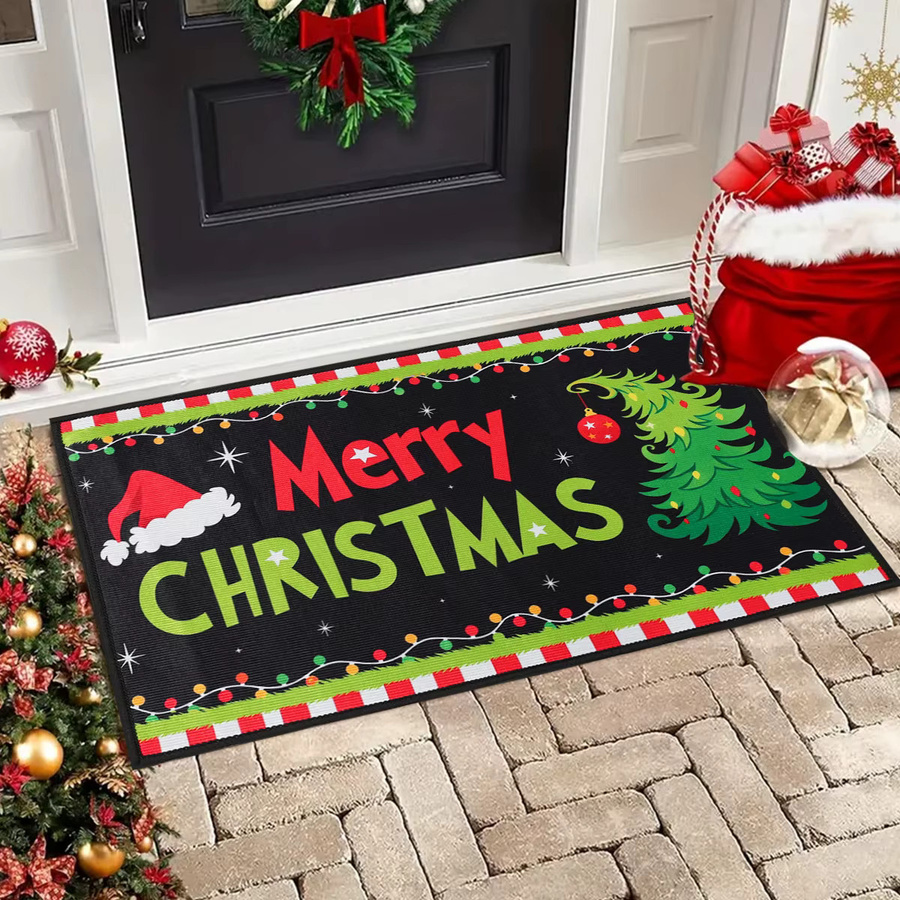PATIMATE Weihnachtliche Fußmatte Outdoor Teppich mit Frohe Weihnachten Dekoration Multicolor - Bild 2