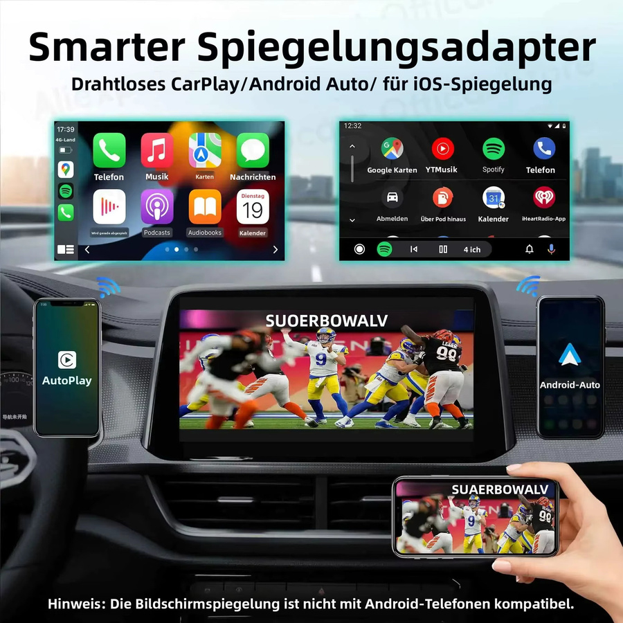 OTTOCAST 2026 Express MINI AIR 3-in-1 Cube Adapter für kabelloses CarPlay und Android Auto mit iOS Bildschirmspiegelung in Schwarz (USB-A und USB-C) - Bild 4