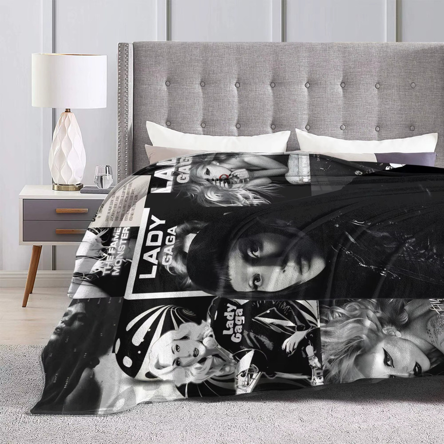 Flanell-Tagesdecke Lady Gaga Mayhem 2025 in Schwarz mit Ornament-Design aus Polyester - Bild 3